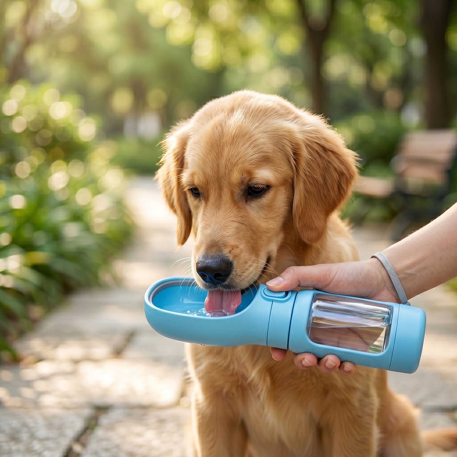 AquaPaws Portable Dog Water Bottle Leak-Proof 500ml Blue | Aqua Star Pet - Image 4
